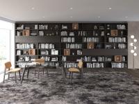 Aliant p.32 modular bookcase with doors. Clean and modern design for contemporary environments