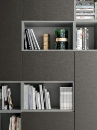 The interplay of open compartments and door panels demonstrates the high degree of customization achievable with an Aliant modular bookcase
