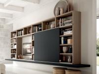 Aliant p.32 modular bookcase with doors featuring a large backless compartment, which in this case is used as a TV compartment