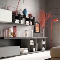 Equipped wall enriched by the sideboard with backing Plan Metal