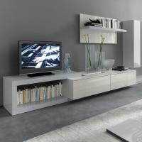 Plan living room floor bench in White gloss lacquer
