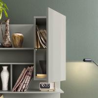 Plan wall unit with wooden door with a practical glass shelf