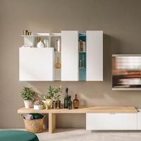 Plan wall unit with hinged door square and rectangular in White matt lacquer