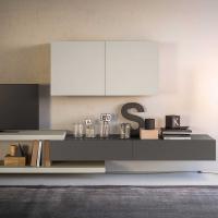 Plan square hinged wall unit in dove grey smooth finish