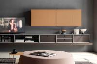 Plan matt lacquer natural leather wall unit in different widths