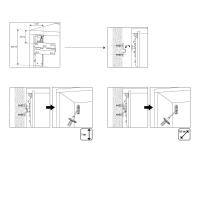 Plan wall unit with drop-down door - Details of the wall fastenings