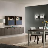 Plan Scacco Close matt lacquered open elements in 64 cm width and one door and two drawers