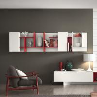 Plan Tetris living room shelving system with contrasting colours in matt lacquer (B2 - A1 - B1 models)