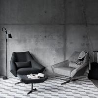 Coline armchairs and footrests with fabric upholstery