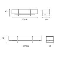 Dimensions of Arrow TV stand with drop-leaf compartment and drawers