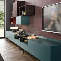 TV stand with metal feet Kaen available in many different matt lacquered colours