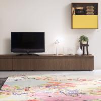 Plan TV stand with drop down door, free standing version on black h.2,5 cm feet