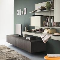 Plan TV stand with drop down door in Coal fashion wood finish