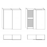 Wide wardrobe with sliding door and built-in TV - sliding system with complete overlapping of the doors on the sides