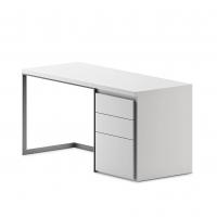Wide desk with metal base and undertop chest of drawers