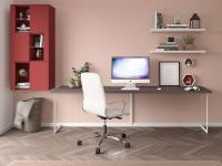 Wide modern wall-mounted desk with central support