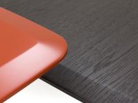 Detail of wooden or lacquered tops with the particular flared profile soap bar shaped
