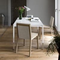 Astro with white matt lacquered top and feet in brushed oak fashion wood 19, colour Canvas