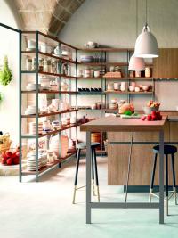 London shelving unit here shown with a corner layout, practical and elegant perfect for modern kitchens