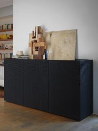 Fado black matt lacquered sideboard with 3d engravings