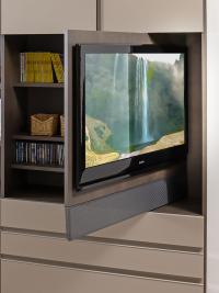Wide Tv module wardrobe, here in the version with pivoting panel, but also available with compartment