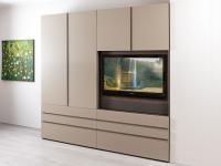 Wardrobe with Wide TV module, complete with drawers under the TV panel