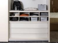Internal chest of drawers with upper shirt rack