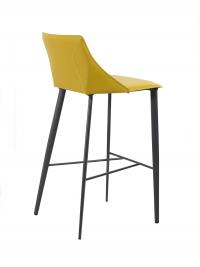 View from the back of the modern bar-stool Antelos with with metal legs and belting leather seat