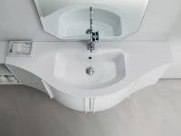 Atlantic curved bathroom furniture with Versus white mineralguss console washbasin, available in two widths of 70 and 95 cm