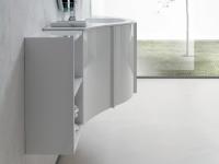 Atlantic open base unit combined with curved end unit and curved washbasin base unit for a space-saving and functional composition with reduced depth