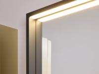 Square mirror with lighting on top profile