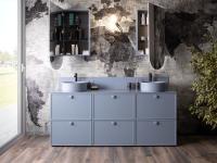 Bathroom vanity unit with a colourful wash basin N98 Frame is a particularly capacious composition thanks to six drawers