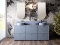 Bathroom vanity unit with a colourful wash basin N98 Frame, with an included mirror