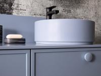 Wash basin, top and splashback (optional) of the bathroom vanity N98 Frame are elements which match the bases, with a wide selection of matt lacquers