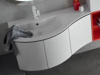 Atlantic curved bathroom vanity unit terminal with Versus console basin 