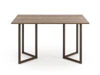 Fold console table with Bronze metal legs and top in Caramel Knotty Oak