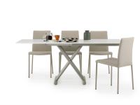 Bento coffee table with white melamine top and Grisou painted embossed metal legs