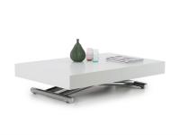Lucas custom convertible coffee table with white melamine top and polished chromed legs
