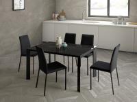 Adrian extending table with top in glossy ceramic marble effect