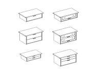 Suspended drawer models: drawers with plain or smoked glass fronts