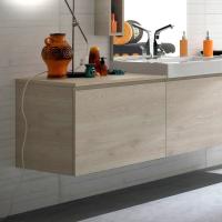 Atlantic D.37 modern bathroom cabinet with reduced depth - Special melamine finish with recess handles