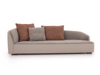 Banus asymmetric sofa, 265 cm wide with Lord leather and Fedora fabric cover