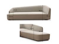 Banus sofa - heights of the tilted asymmetric backrest