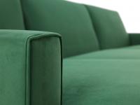 Detail of the sartorial upholstery in green Ambassador fabric with Alcantara suede effect