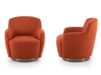 Frontal and side view of Yoko armchair in the version with low backrest