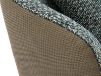 Detail of the backrest in woven-effect printed faux leather