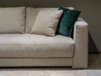 Detail of the Clive fabric sofa with soft, wide feather cushions