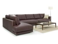 Clive leather corner sofa with edge in constrast