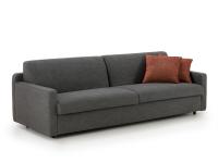 Julian sofa bed with horizontal opening, pictured in grey upholstery fabric