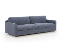 Julian narrow space-saving sofa bed covered in Stone stonewashed fabric in blue jeans colour
